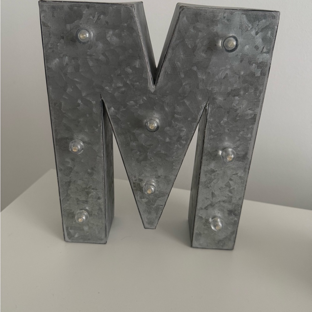 Pier 1 Galvanized Metal Letter M with Lights